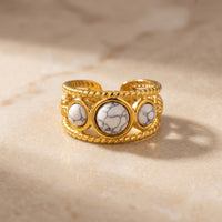 Howlite Stone Adjustable Ring “Serenya”