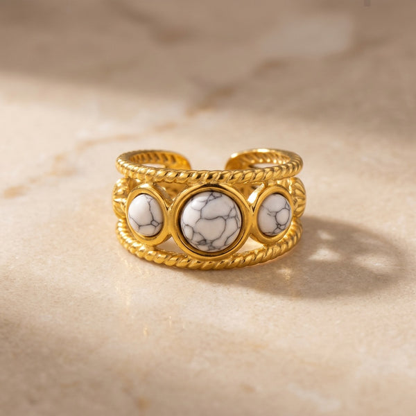 Howlite Stone Adjustable Ring “Serenya”