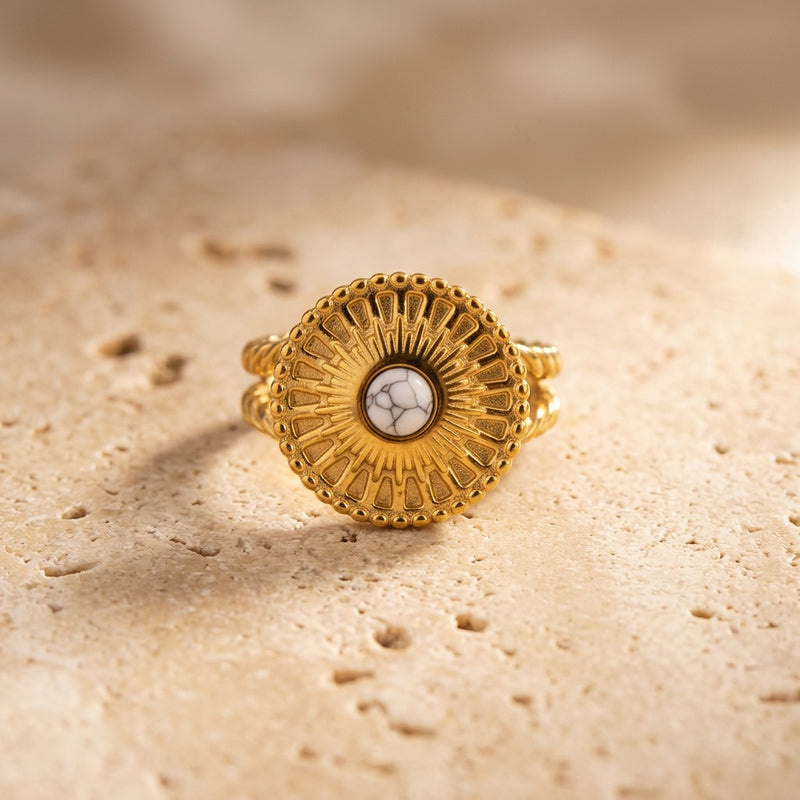 Howlite Stone Adjustable Ring “Eira”
