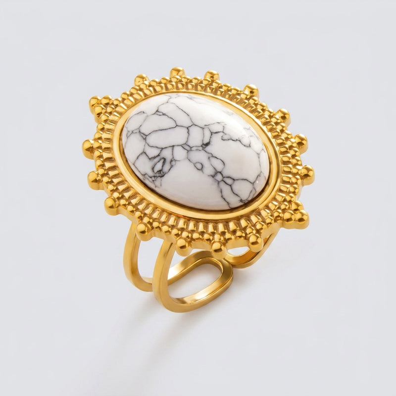 White Howlite Stone Adjustable Ring “Seraya”