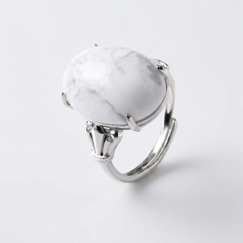 White Purity Howlite Ring "Moon Whisper"