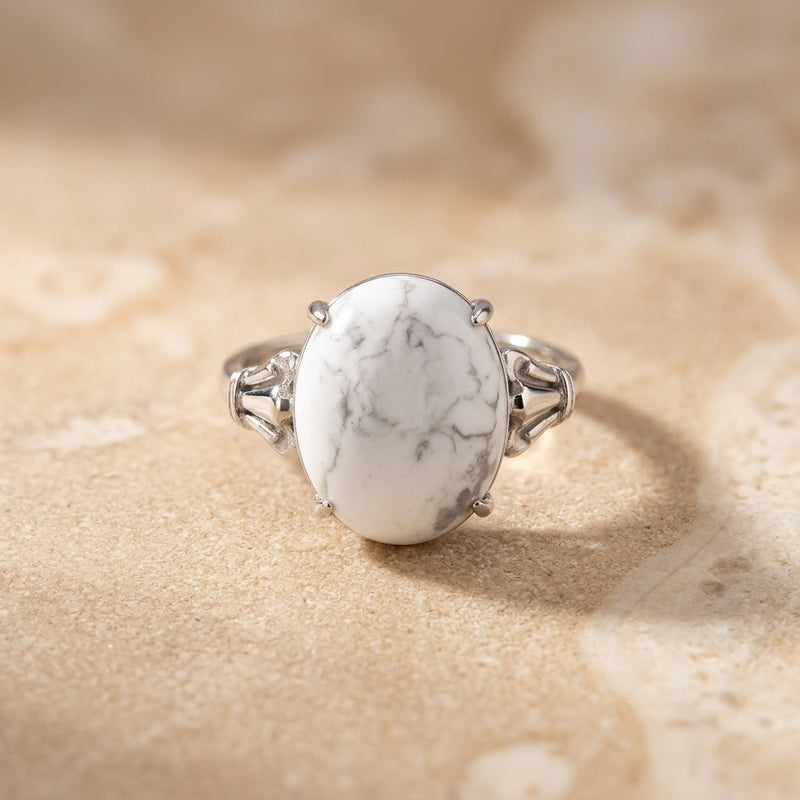 White Purity Howlite Ring "Moon Whisper"