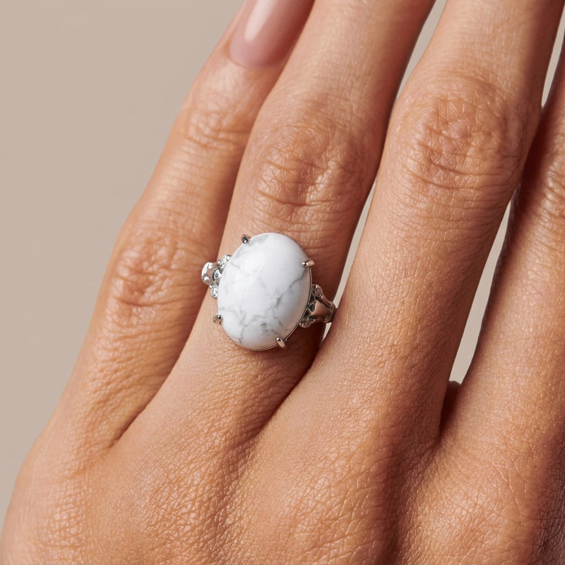 White Purity Howlite Ring "Moon Whisper"