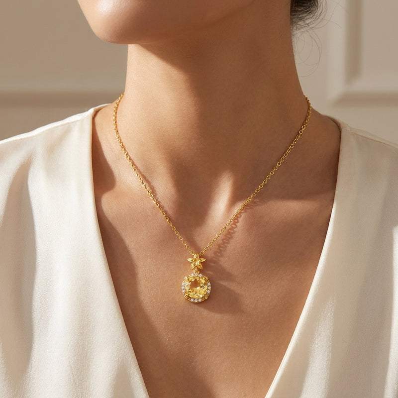 Citrine Crystal Jewerly Necklace "Solaris Bloom"